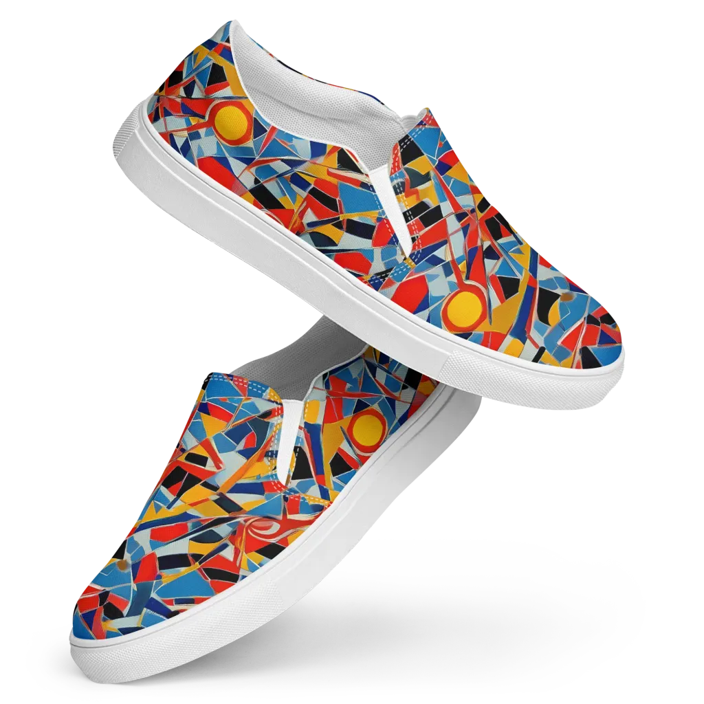 Abstract Mingle on Women's Slip-On Canvas Shoes — Front