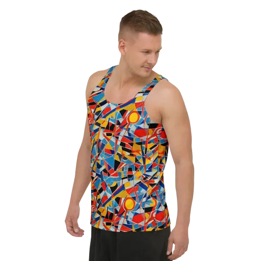 Abstract Mingle on a Men's Tank Top