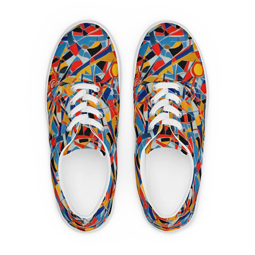Abstract Mingle on Men's Lace-Up Canvas Shoes — Front