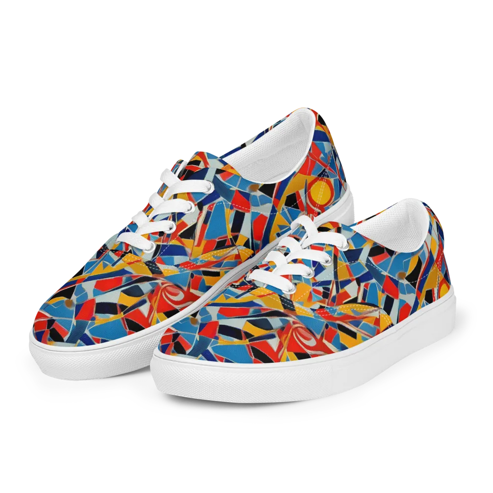Abstract Mingle on Men's Lace-Up Canvas Shoes — Left Front