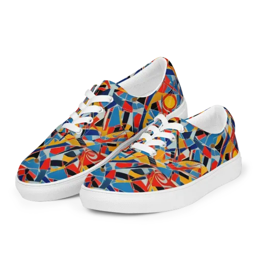Abstract Mingle on a Men's Lace-Up Canvas Shoes