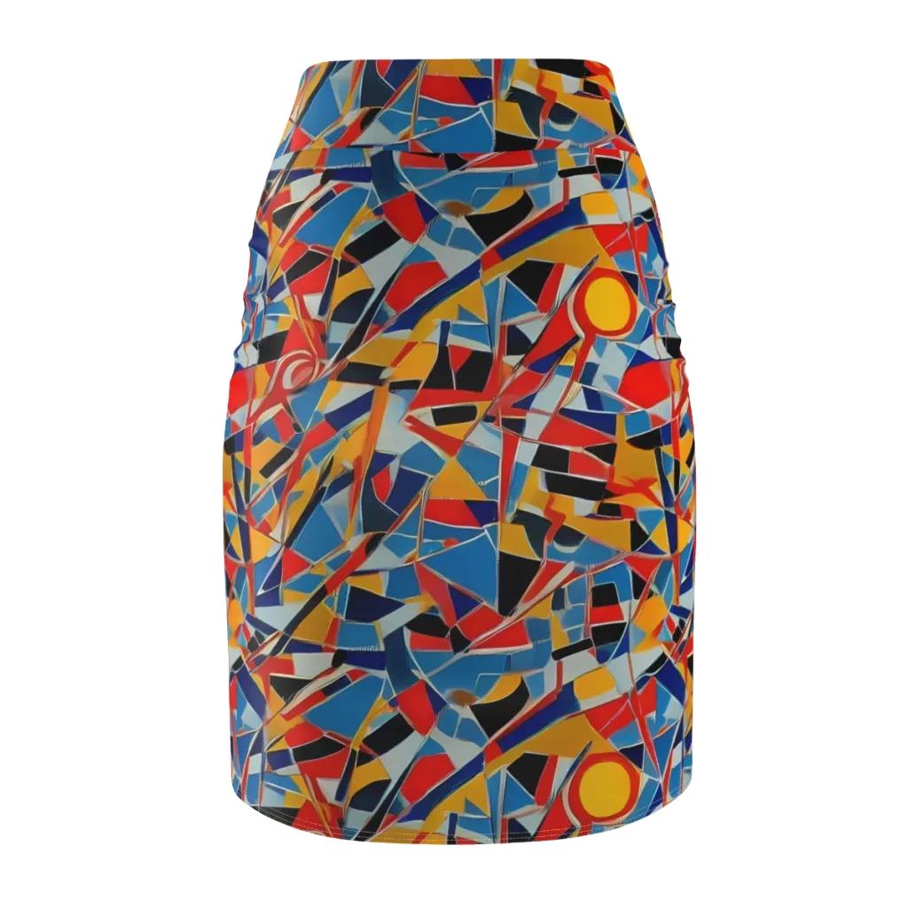 Abstract Mingle on Pencil Skirt — Back