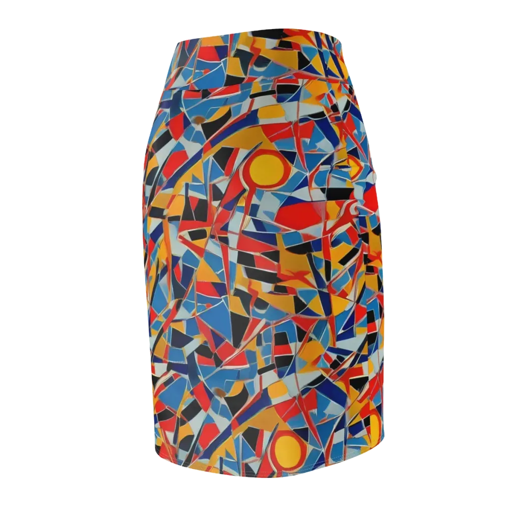 Abstract Mingle on Pencil Skirt — Back Side