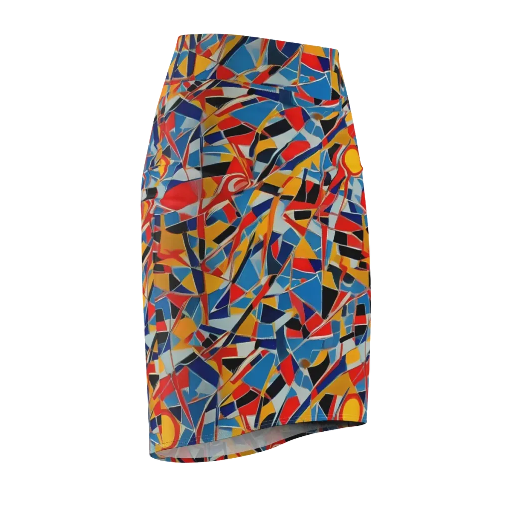 Abstract Mingle on Pencil Skirt — Front Side