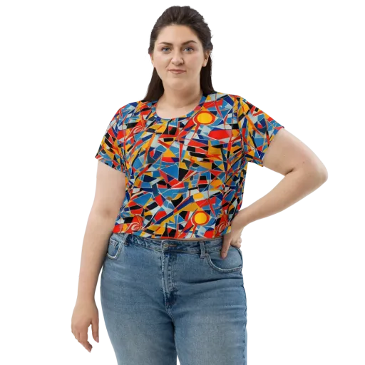 Abstract Mingle on a Crop Tee
