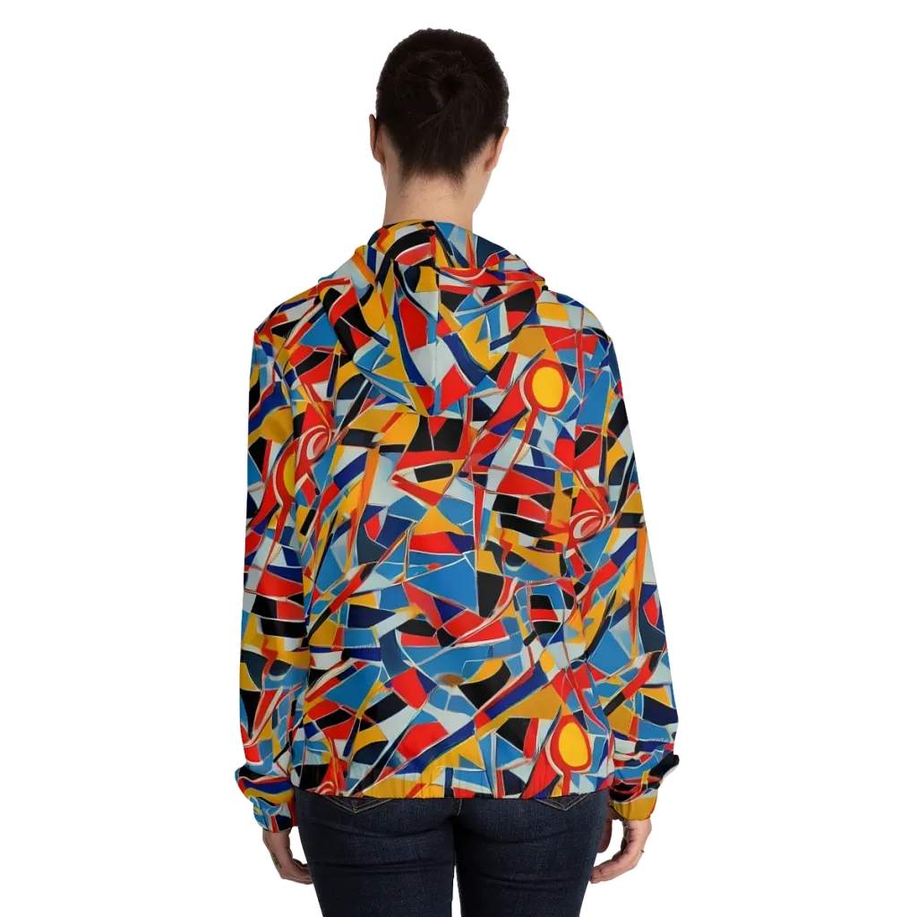 Abstract Mingle on Women's Full-Zip Hoodie — Back On Person