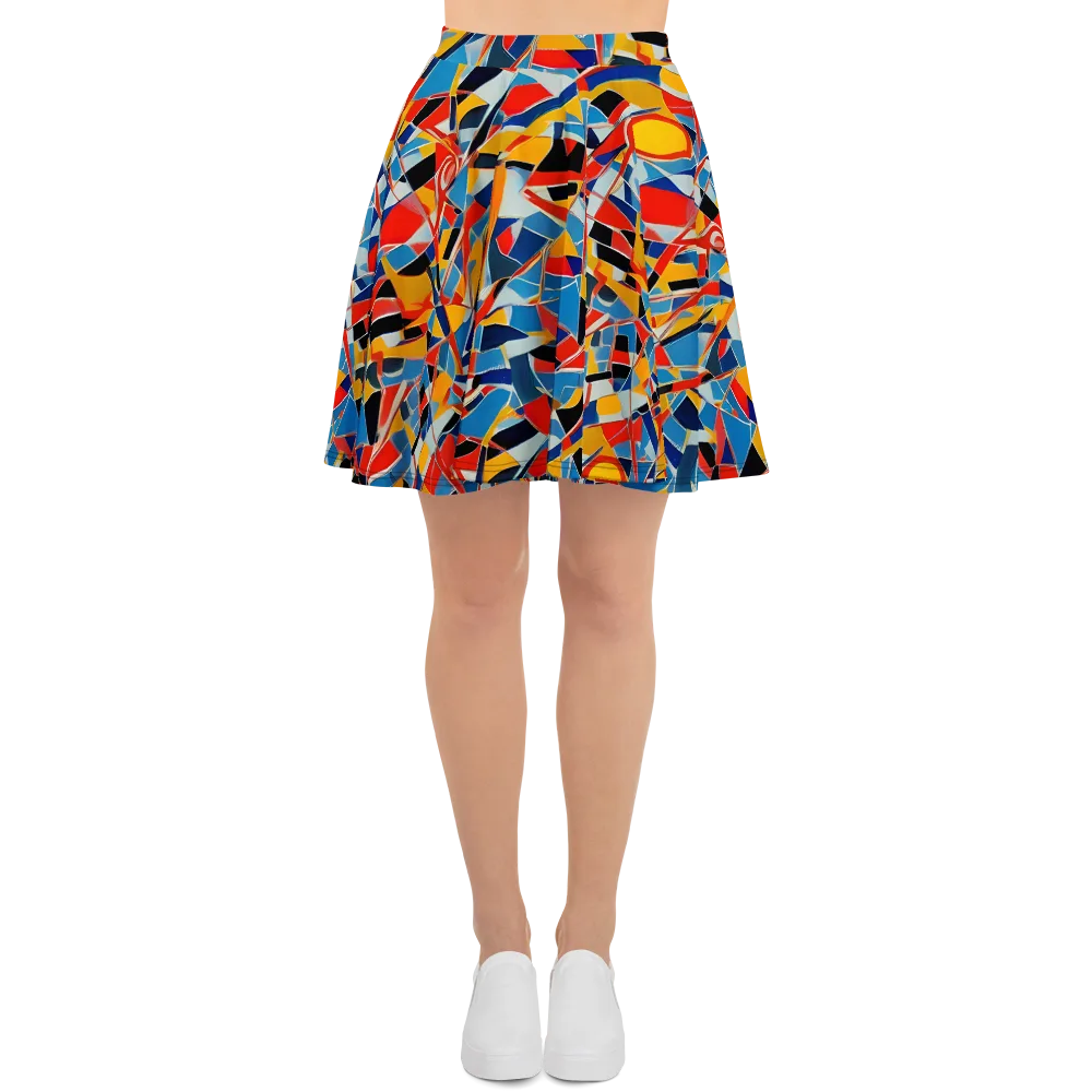 Abstract Mingle on Skater Skirt — Front