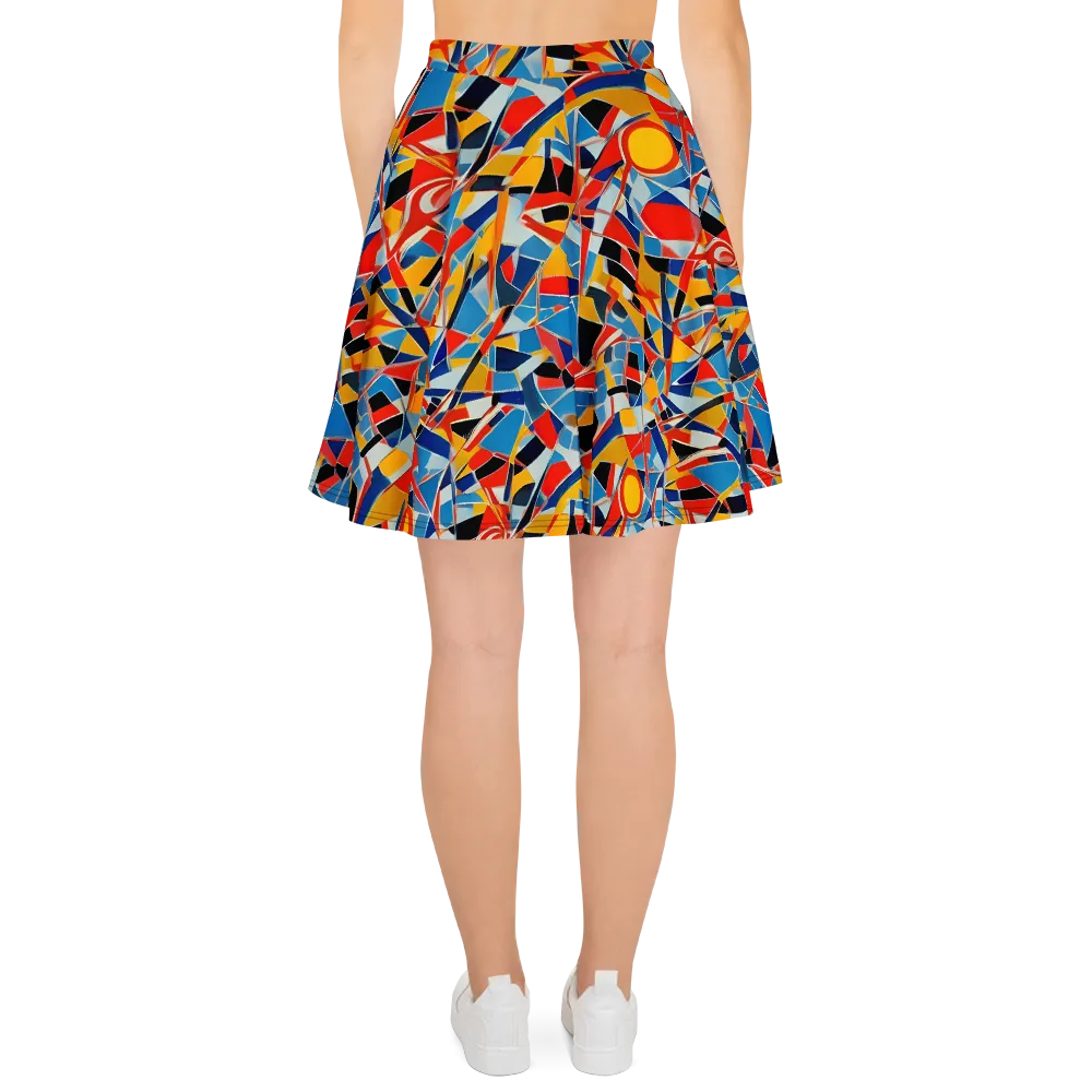 Abstract Mingle on Skater Skirt — Back