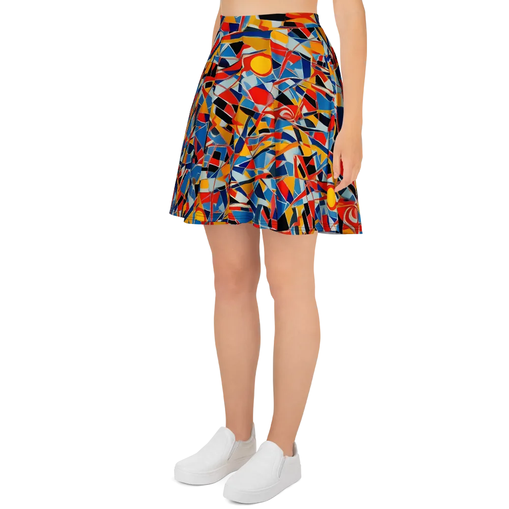 Abstract Mingle on Skater Skirt — Left