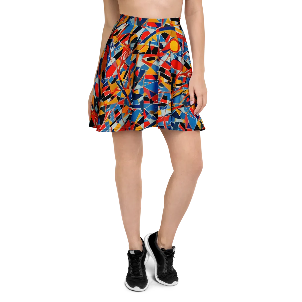 Abstract Mingle on Skater Skirt — Front