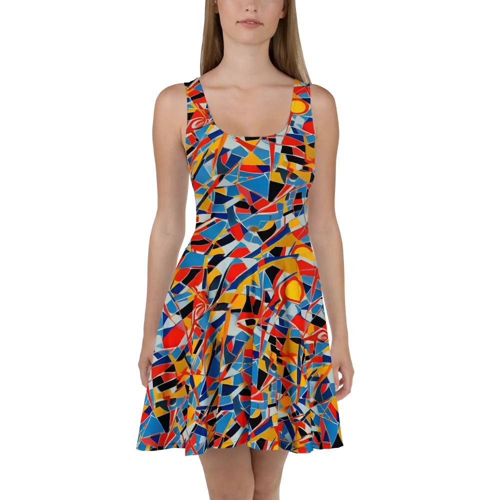 Abstract Mingle on Skater Dress — Front