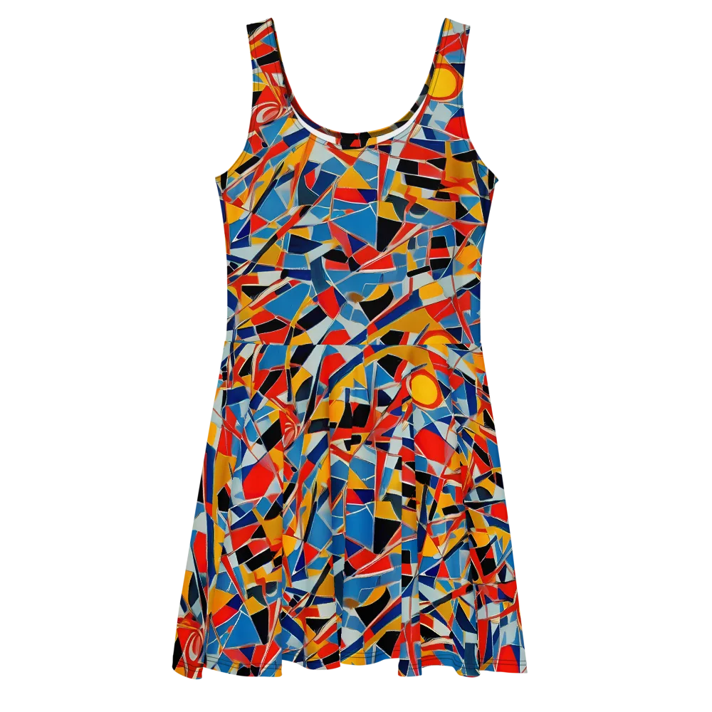 Abstract Mingle on Skater Dress — Front