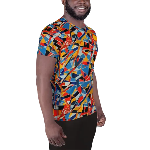 Abstract Mingle on a Men's Athletic T-Shirt