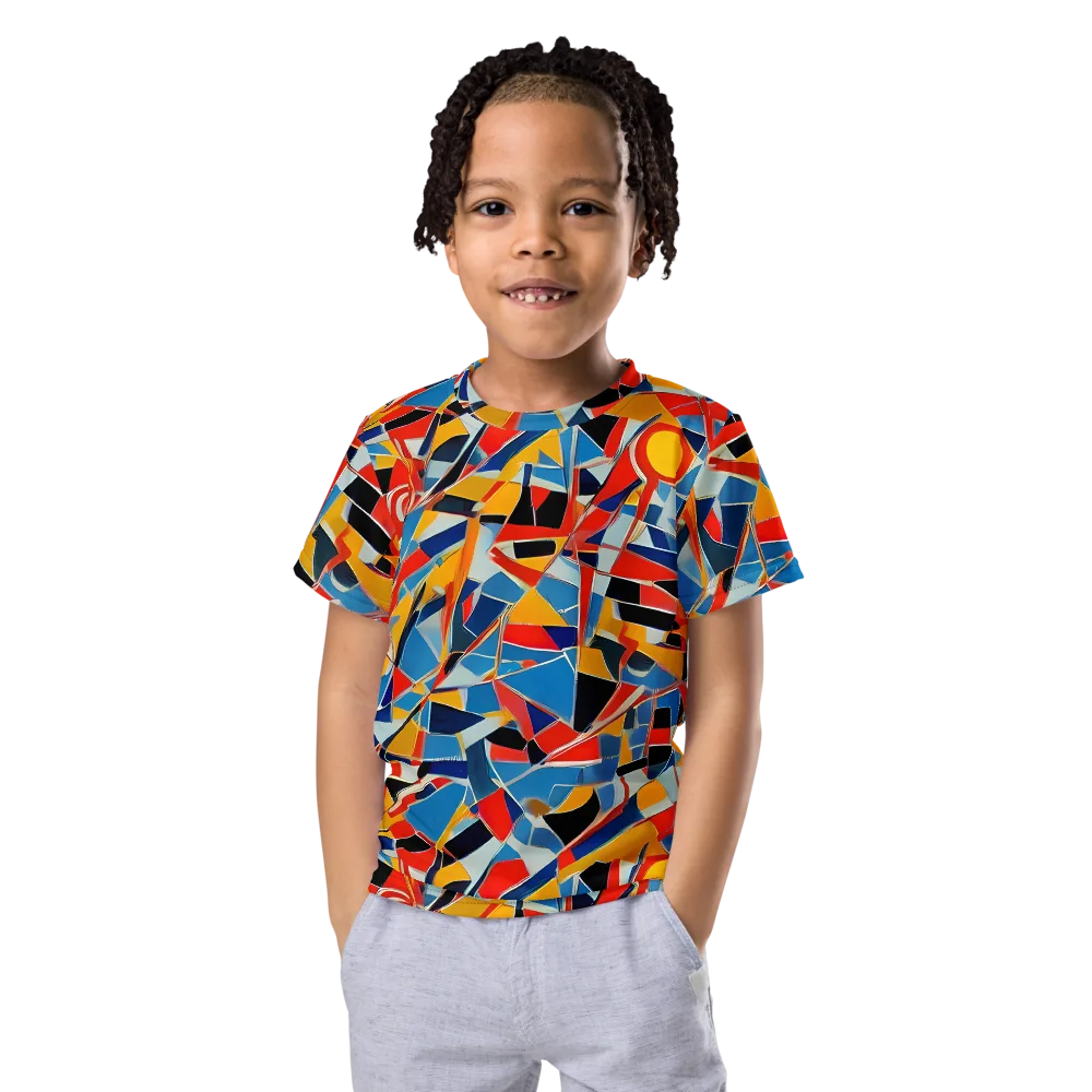 Abstract Mingle on Kids Crew Neck T-Shirt — Front