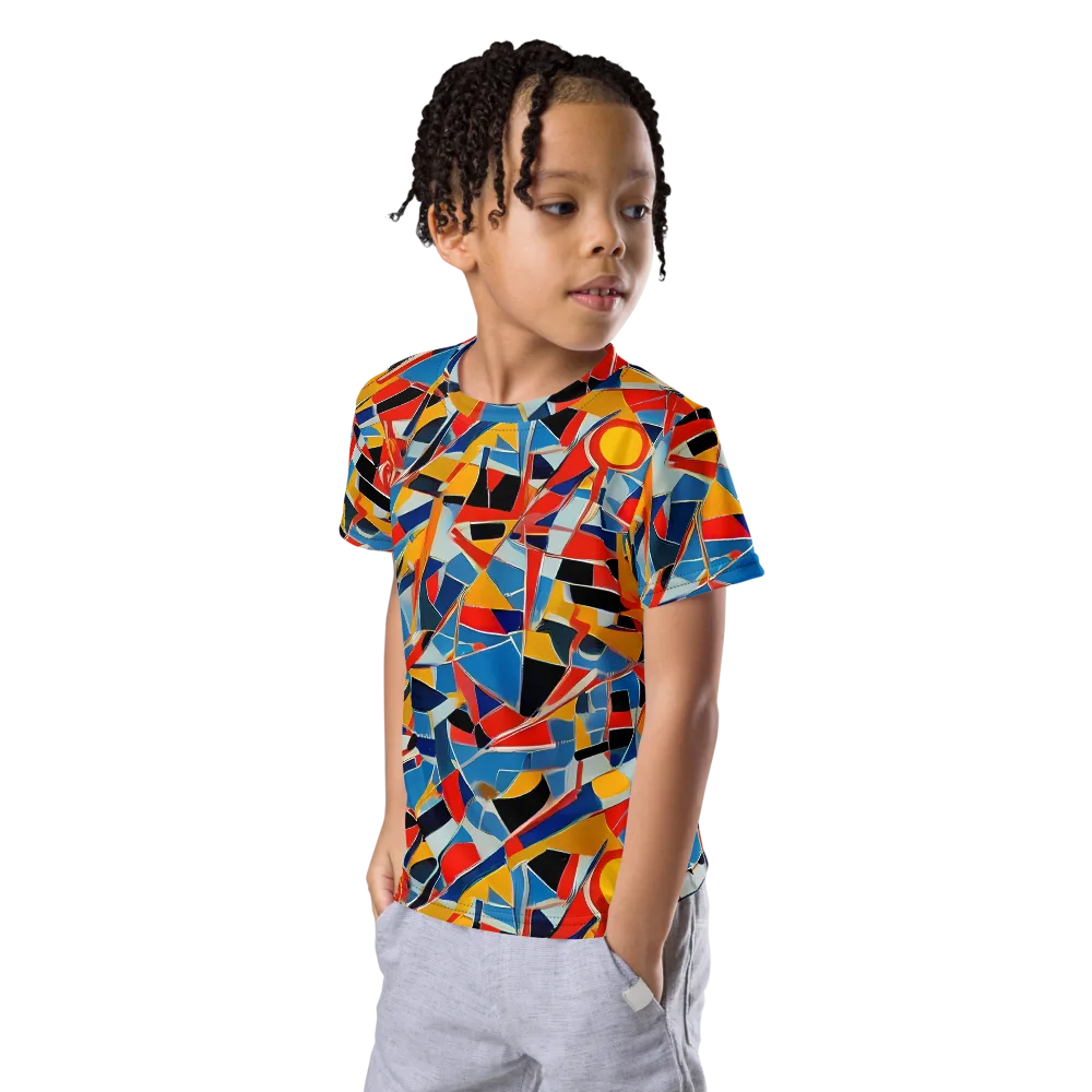Abstract Mingle on Kids Crew Neck T-Shirt — Left Front
