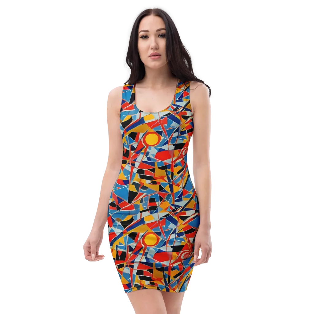 Abstract Mingle on Bodycon Dress — Front