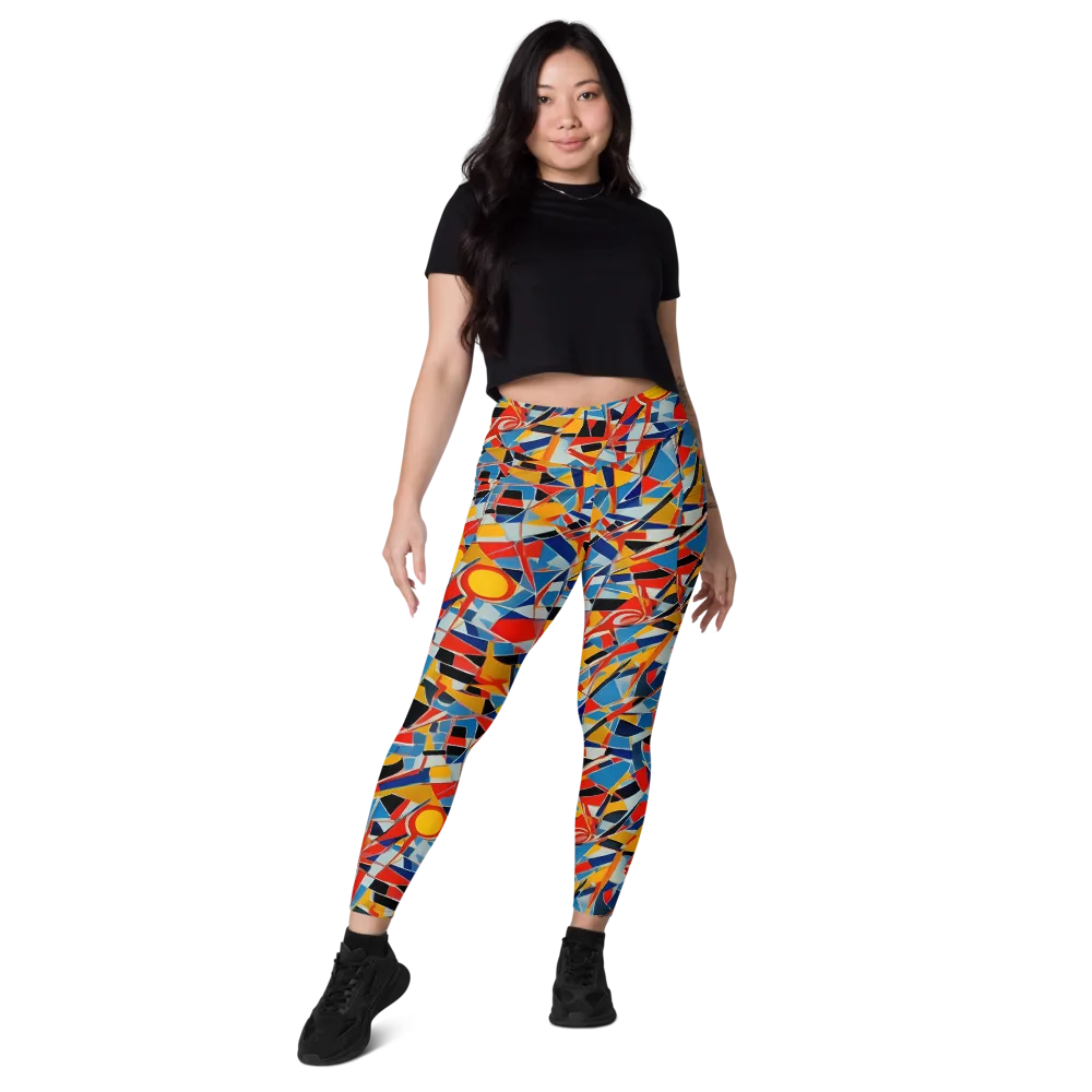 Abstract Mingle on Leggings with Pockets — Front