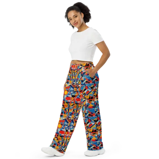 Abstract Mingle on a Wide-Leg Pants