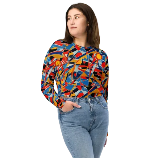 Abstract Mingle on a Long Sleeve Crop Top
