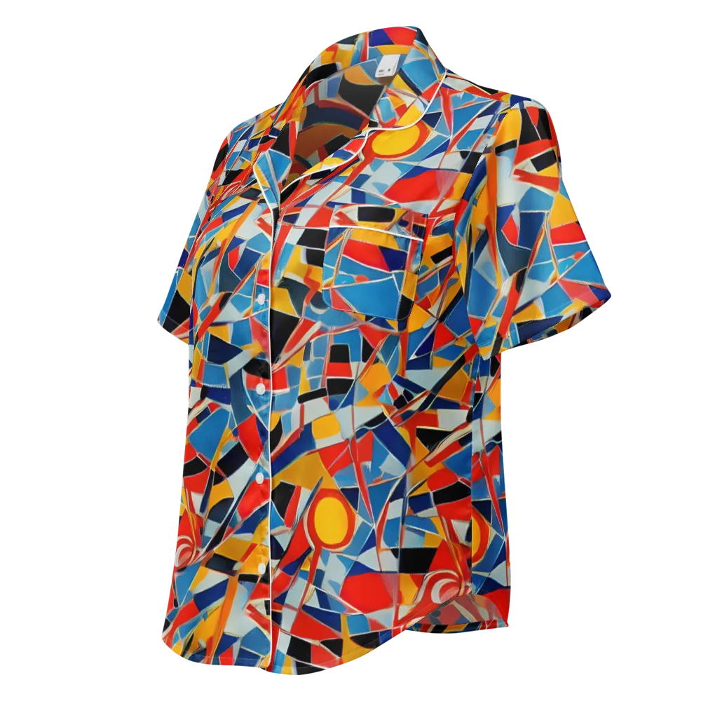 Abstract Mingle on Women's Short Sleeve Pajama Top — Left Front