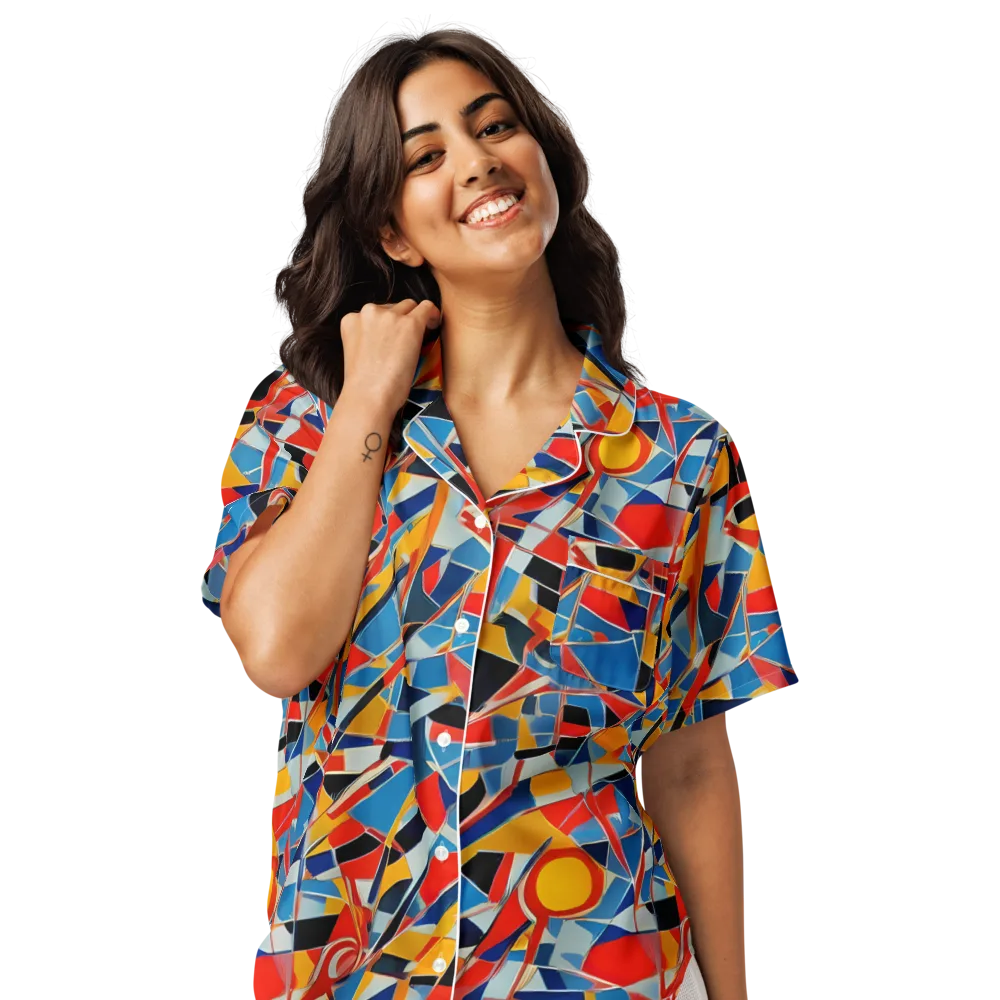 Abstract Mingle on Women's Short Sleeve Pajama Top — Front