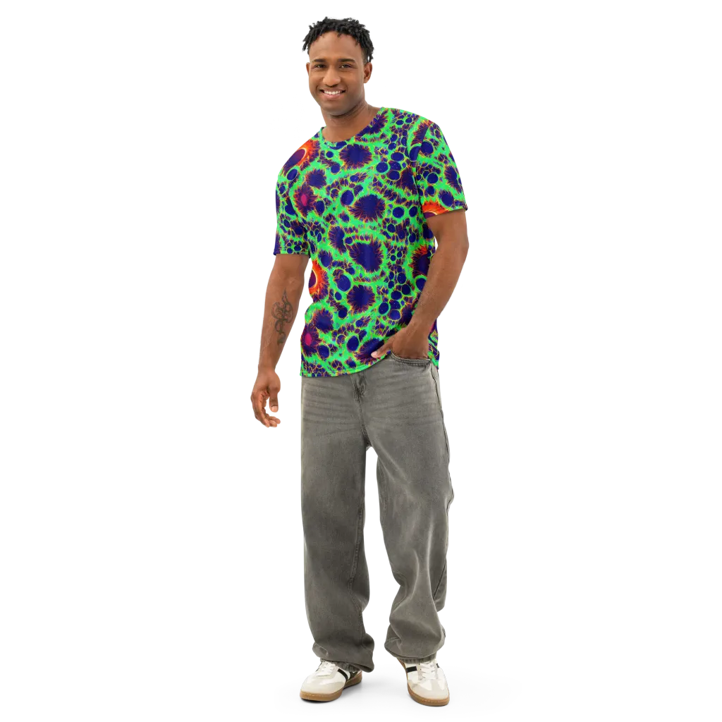 Neon Bloomfield on Men's Cotton Crew Neck T-Shirt — Front
