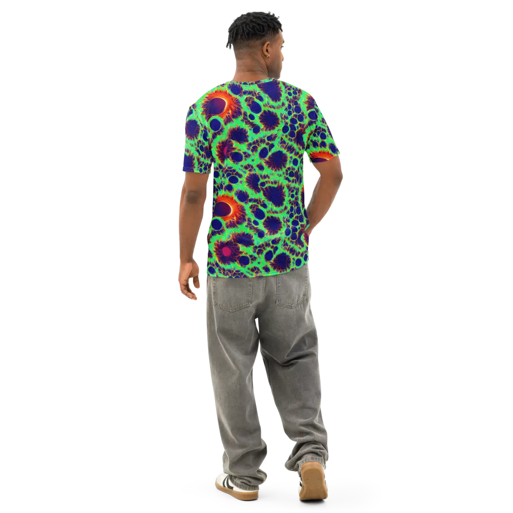 Neon Bloomfield on Men's Cotton Crew Neck T-Shirt — Back