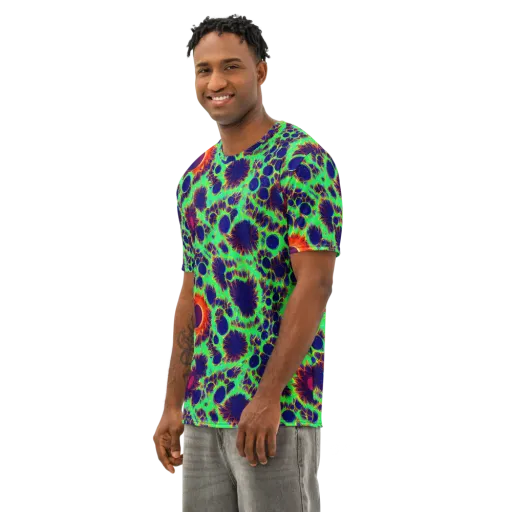Neon Bloomfield on a Men's Cotton Crew Neck T-Shirt