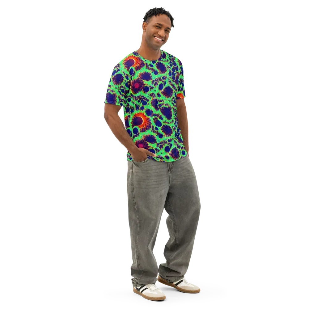 Neon Bloomfield on Men's Cotton Crew Neck T-Shirt — Right Front