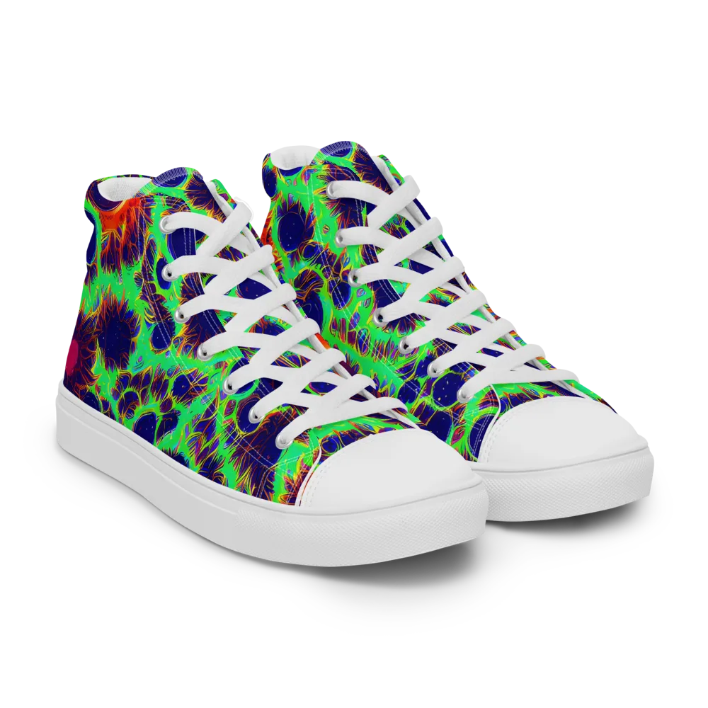 Neon Bloomfield on Men's High Top Canvas Shoes — Right Front