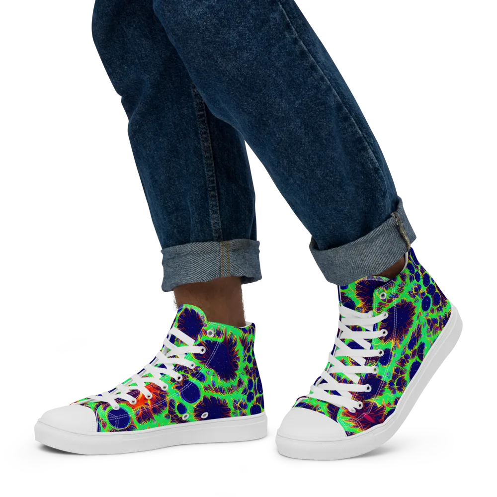 Neon Bloomfield on Men's High Top Canvas Shoes — Left
