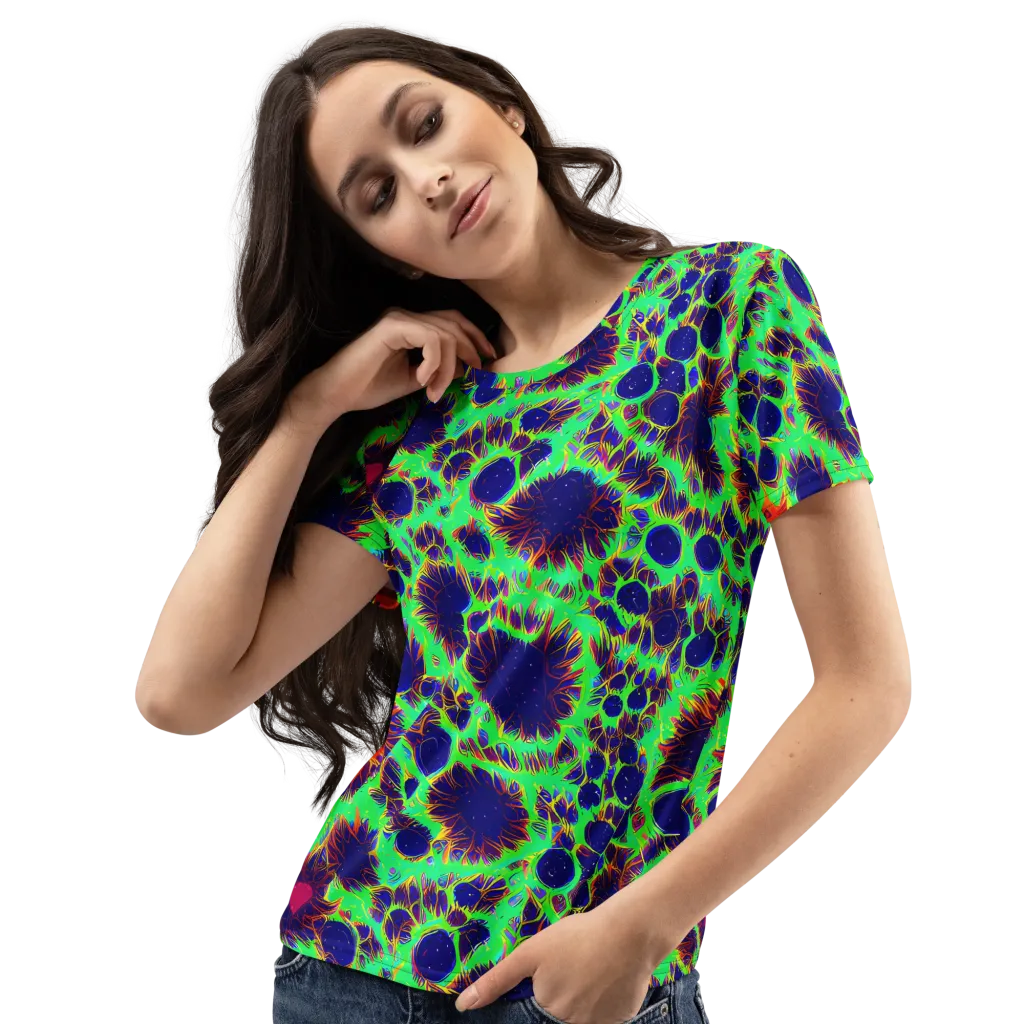 Neon Bloomfield on Women's Crew Neck T-Shirt — Left Front