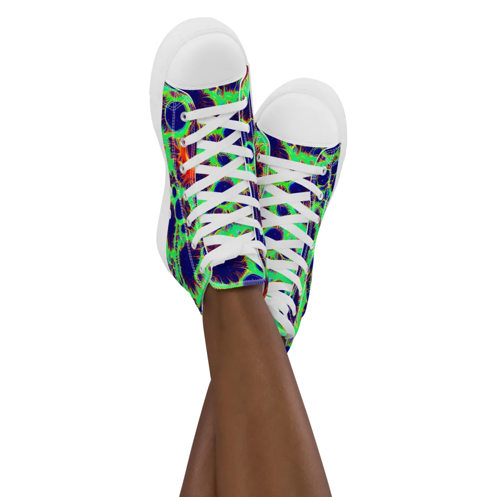 Neon Bloomfield on Women's High Top Canvas Shoes — Front