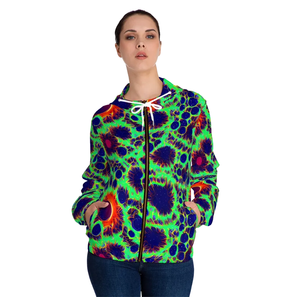 Neon Bloomfield on Women's Full-Zip Hoodie — Front On Person