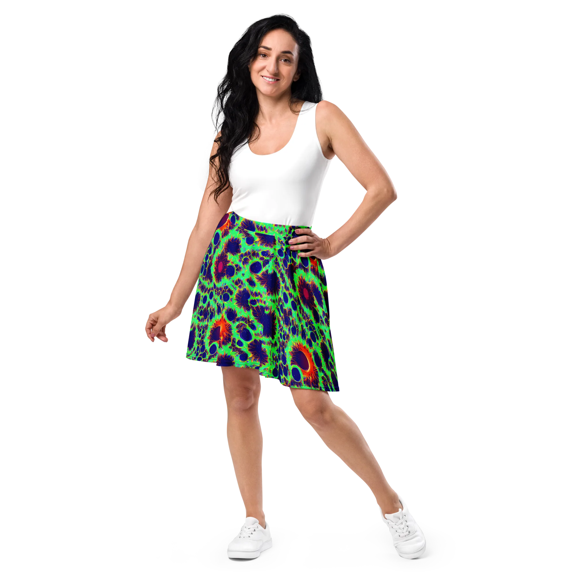 Neon Bloomfield on Skater Skirt — Front