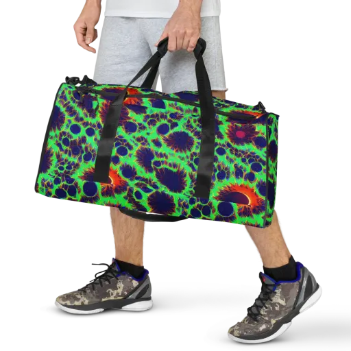 Neon Bloomfield on a Duffle Bag