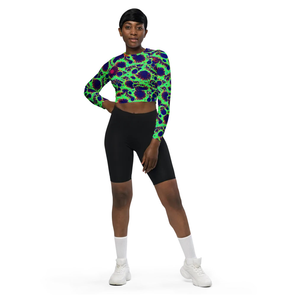 Neon Bloomfield on Long Sleeve Crop Top — Front