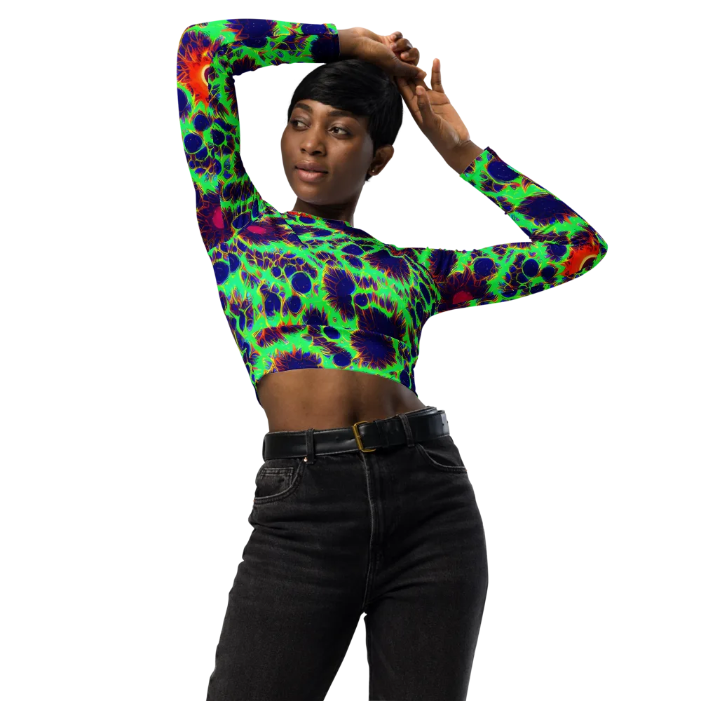 Neon Bloomfield on Long Sleeve Crop Top — Front