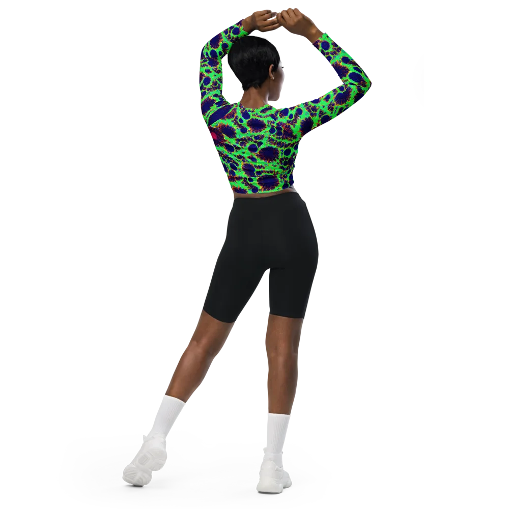 Neon Bloomfield on Long Sleeve Crop Top — Back