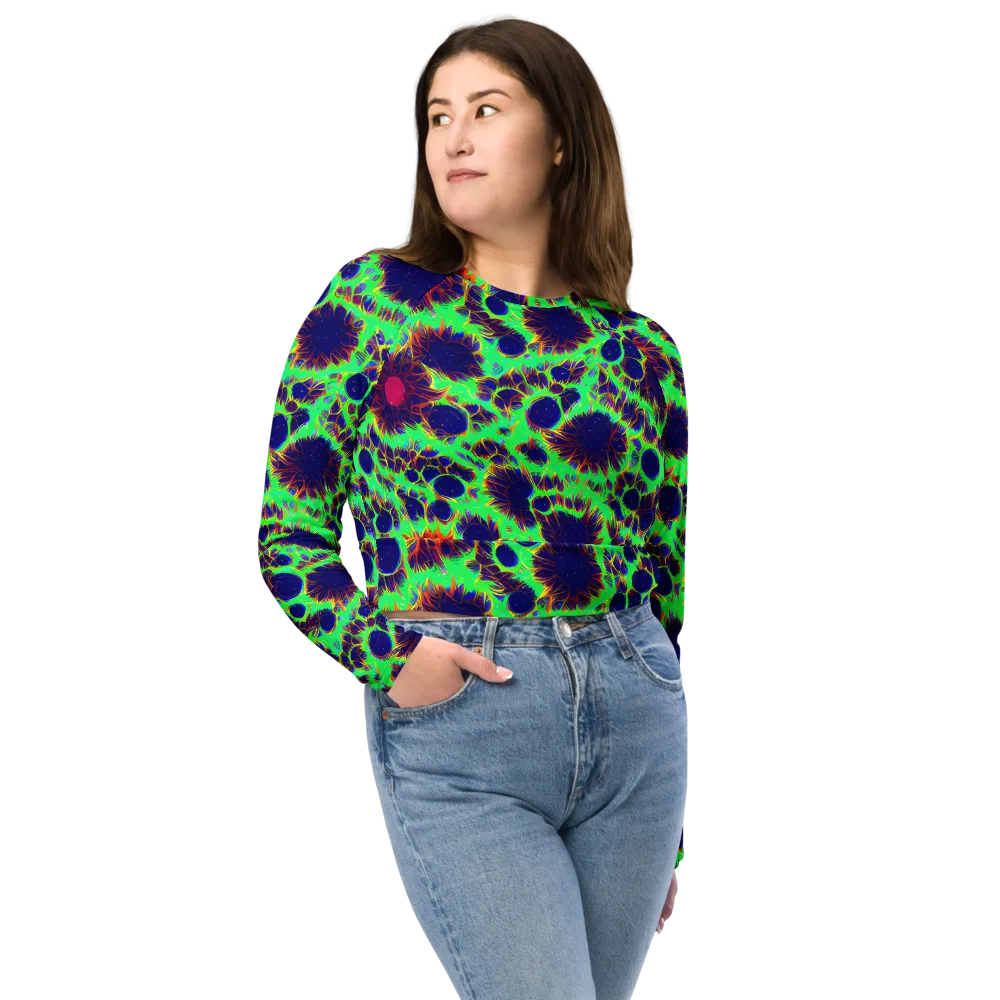 Neon Bloomfield on Long Sleeve Crop Top — Front