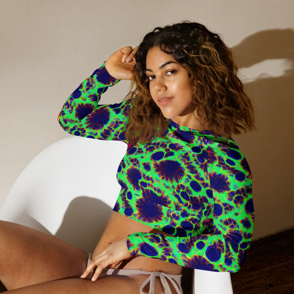 Neon Bloomfield on Long Sleeve Crop Top — Left Front