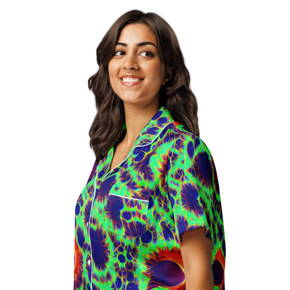 Neon Bloomfield on Women's Short Sleeve Pajama Top — Left Front