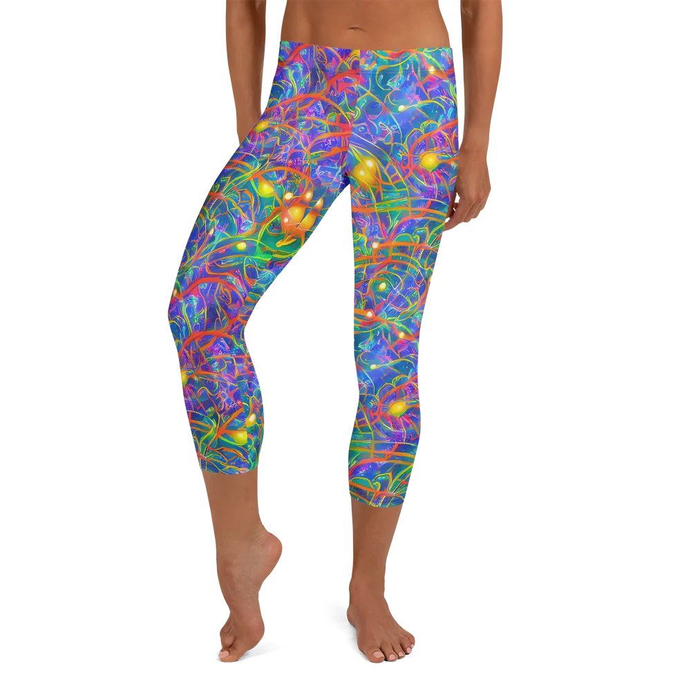 Psychedelic Vines on Capri Leggings — Front