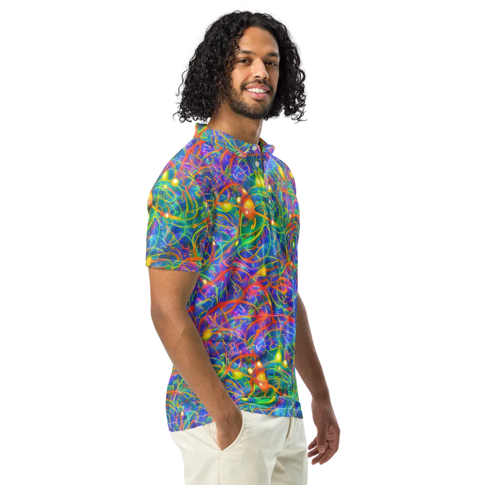 Psychedelic Vines on Men's Slim Fit Polo Shirt — Right Front