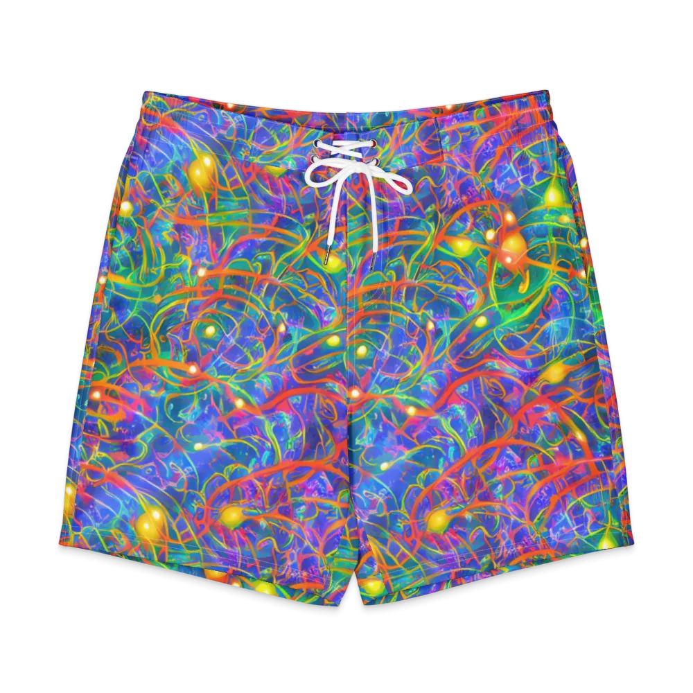 Psychedelic Vines on Men's Board Shorts — Front