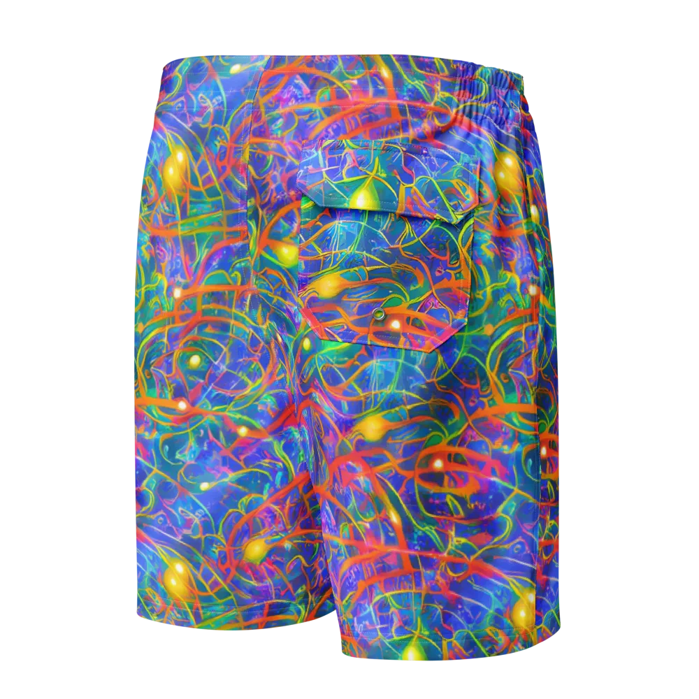Psychedelic Vines on Men's Board Shorts — Back