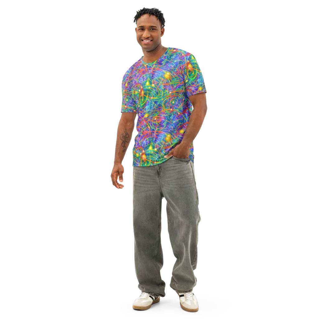 Psychedelic Vines on Men's Cotton Crew Neck T-Shirt — Front