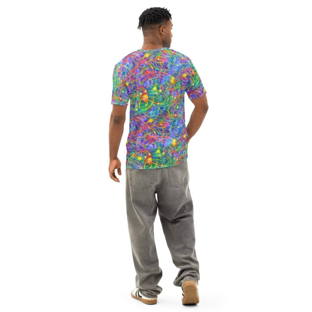 Psychedelic Vines on Men's Cotton Crew Neck T-Shirt — Back