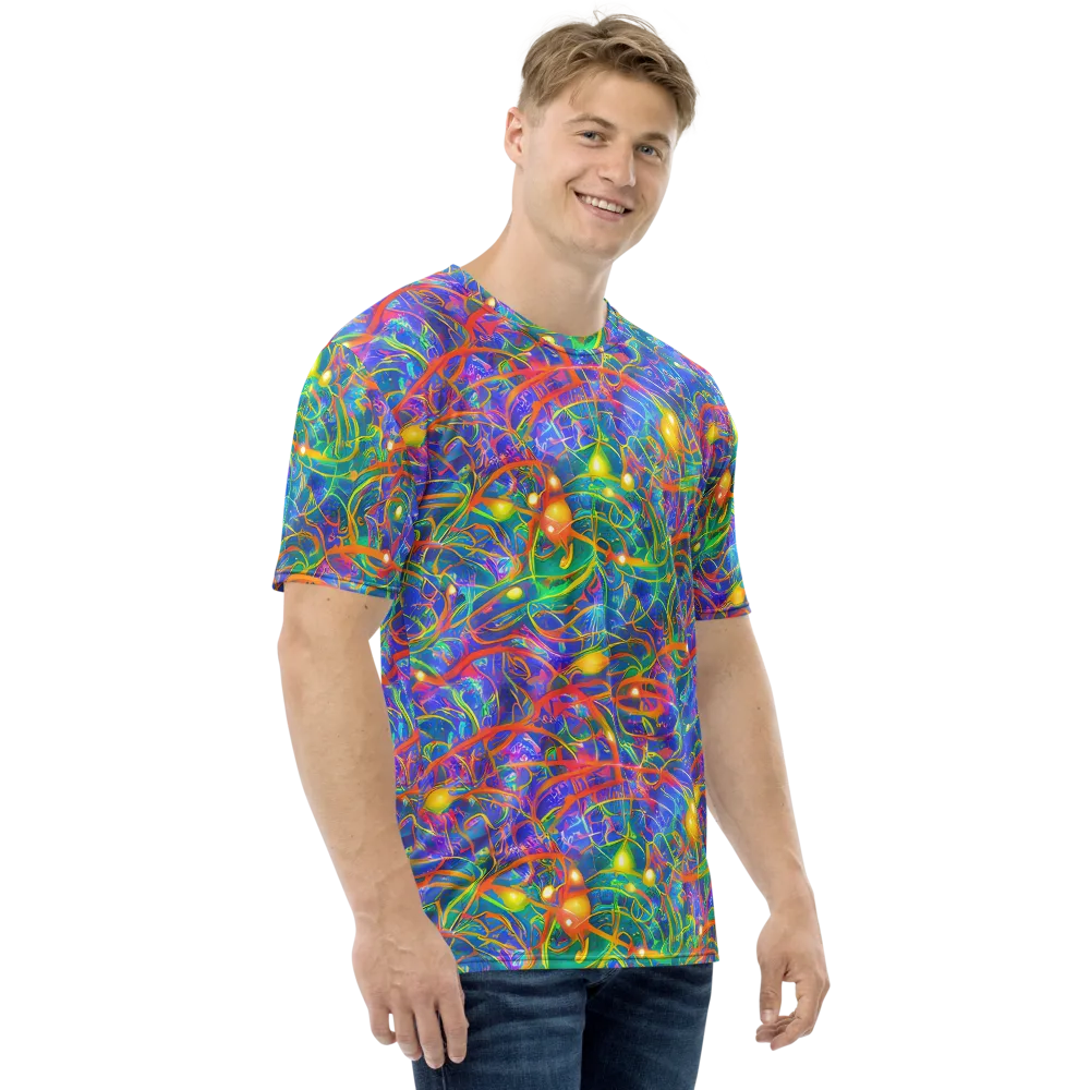 Psychedelic Vines on Men's Crew Neck T-Shirt — Right
