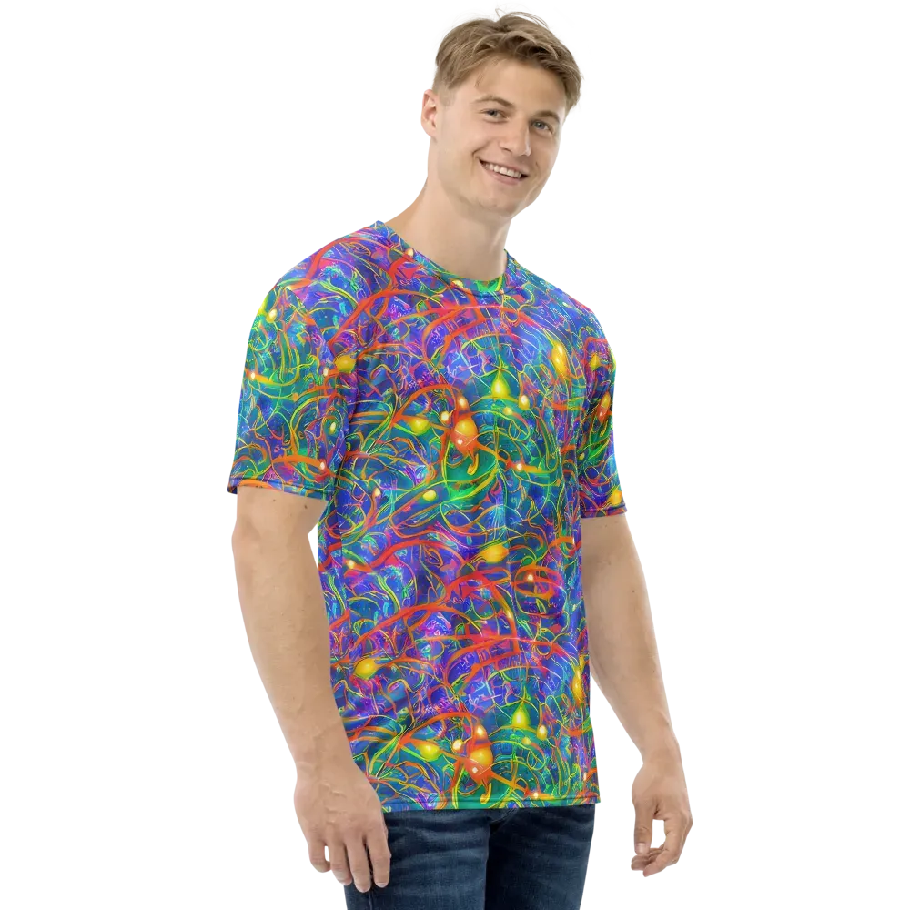 Psychedelic Vines on Men's Crew Neck T-Shirt — Right